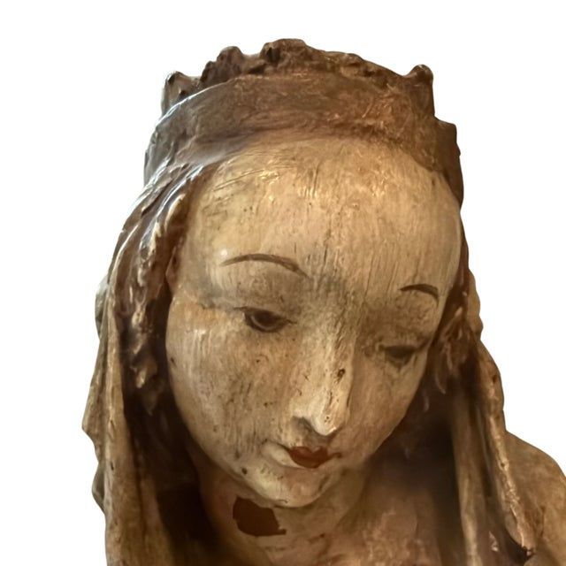 16th/17th Century Carved Gilt and Polychromed Madonna and Child Sculpture For Sale - Image 4 of 7