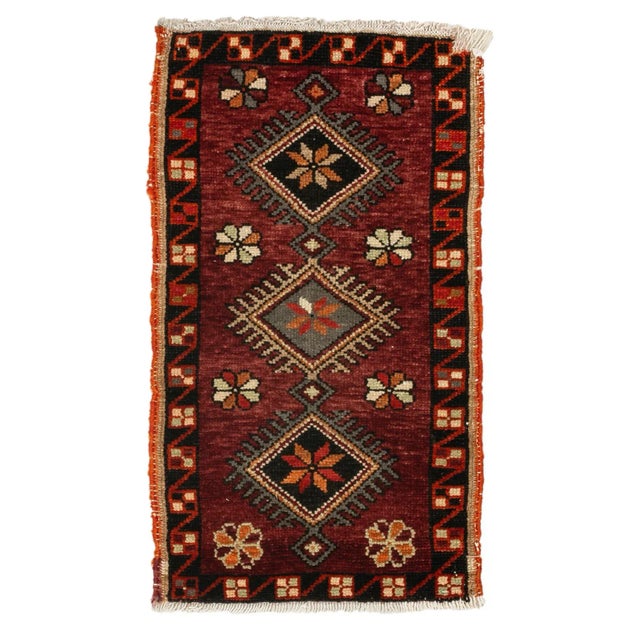 Vintage Mini Turkish Rug For Sale - Image 4 of 4