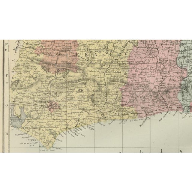 Antique Sussex Map by Edward Weller, 1885 For Sale - Image 4 of 11