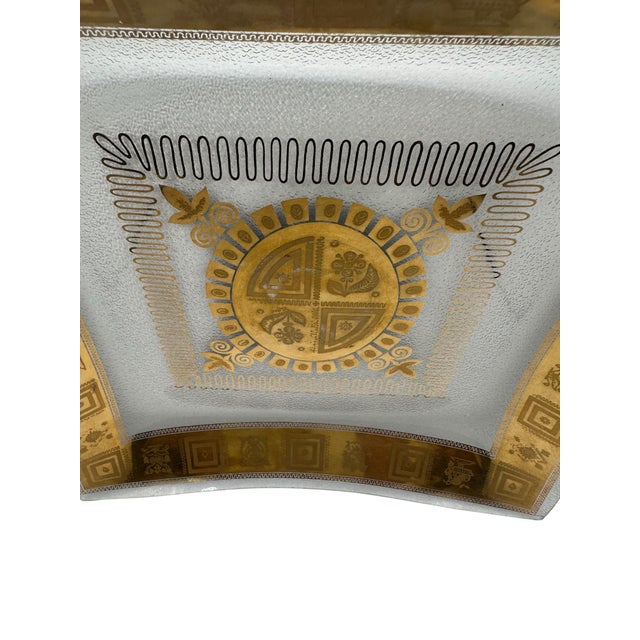 Vintage Mid Century Modern Square Bent Glass Serving Tray With Greek Key Design For Sale - Image 11 of 11