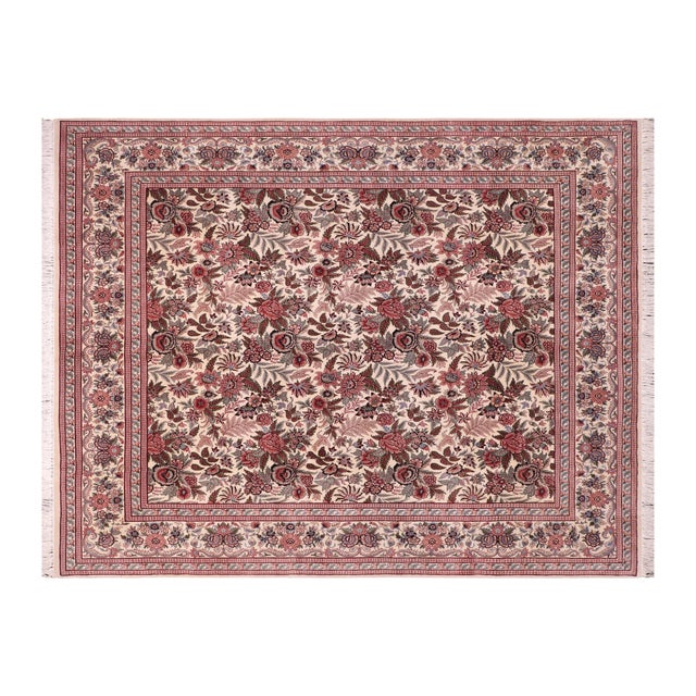 Ivory Shabby Chic Floral 1990's Pak-Persian Ivory/Ivory Wool Rug - 8'0'' X 9'0'' For Sale - Image 8 of 9