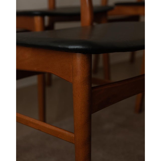 Vintage Danish Dining Chairs in Teak and Black Skai, 1960s, Set of 6 For Sale - Image 14 of 18