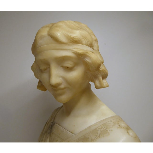 Antique Art Nouveau Carved Alabaster Bust, 1920s For Sale - Image 9 of 10