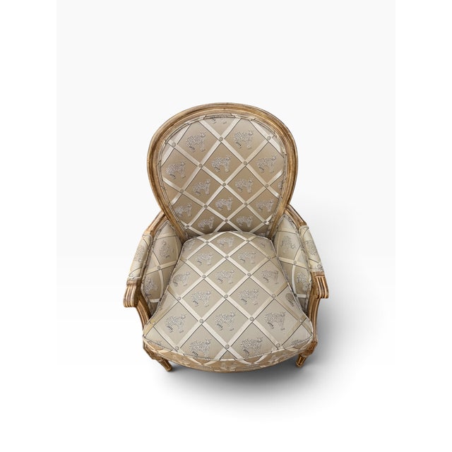 Wesley Hall Louis XVI Style Upholstered Bergère Chair For Sale - Image 9 of 14