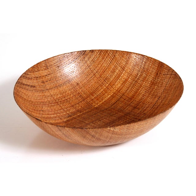 Mid-Century Modern Mid Century Modern / Tiki Bar Woven Raffia Fiberglass Serving Bowl For Sale - Image 3 of 6