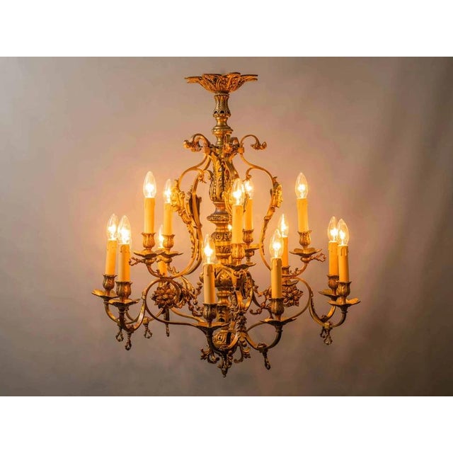 Antique Chandelier with Fifteen Bulbs For Sale - Image 4 of 18