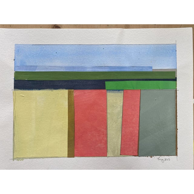 Paper "Lake Series" Contemporary Original Abstract Landscape Acrylic Painting by Bryan Young For Sale - Image 7 of 8