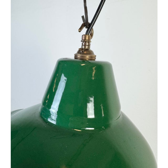 Industrial Green Enamel Factory Pendant Lamp, 1960s For Sale - Image 6 of 16