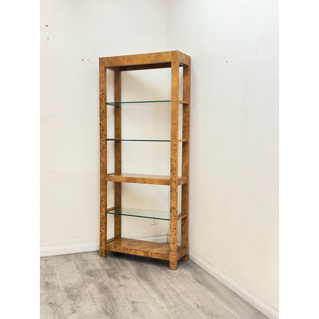 Beautiful book shelf/Etagere made out of burl wood in excellent vintage condition