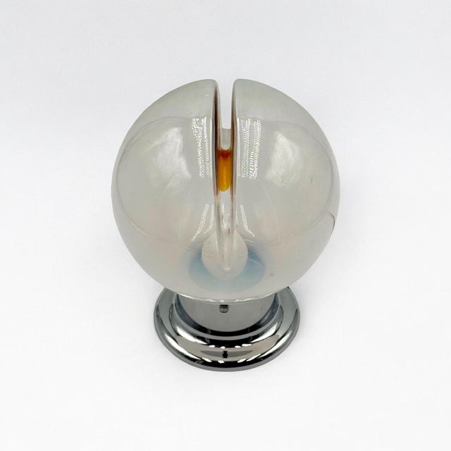 Ceramic Table Lamp in Glass and Chrome Metal with Orange Accents, 1970s For Sale - Image 7 of 11