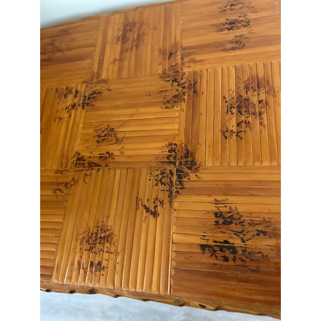 Vintage Handcrafted Square Tiger Bamboo Bistro Folding Game Center Table X-Base For Sale In Detroit - Image 6 of 16