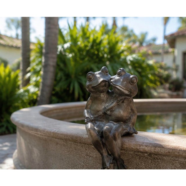 Vintage Whimsical Cast Iron Sitting Garden Frog Duo For Sale - Image 12 of 12