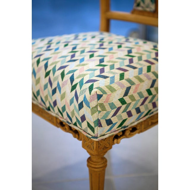 Birch wood or white elm, French reupholstered soft seat.