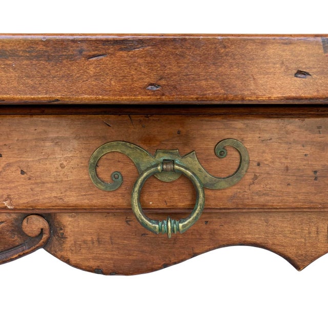 Brown Large Vintage French Style Wood Desk W/Laptop Drawer For Sale - Image 8 of 13