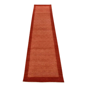 Gabbeh Runner 2’6” X 9’9” Red Wool Contemporary Hand-Knotted Oriental Rug