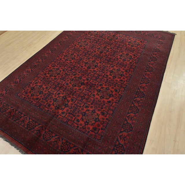 Cabin Turkmen Rug 6’9” X 9’8” Red Wool Tribal Hand-Knotted Oriental Carpet For Sale - Image 3 of 15