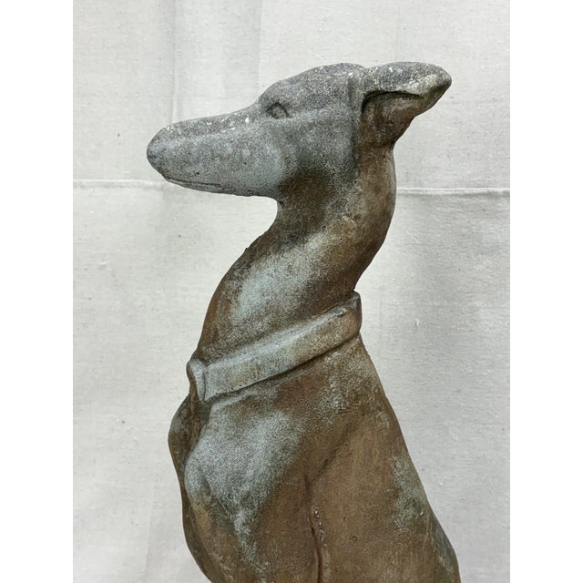 Mid 20th Century Mid 20th Century Cast-Stone Greyhound Garden Sculpture For Sale - Image 5 of 9