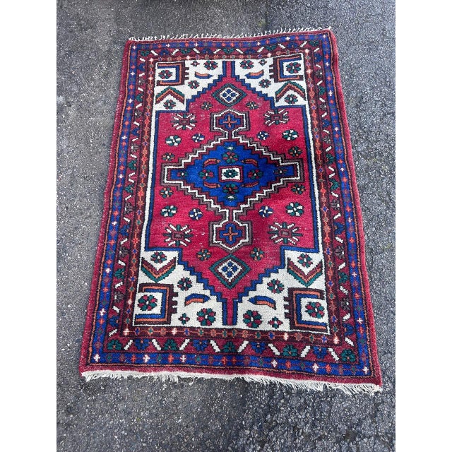 Handwoven wool rug from the 1970s