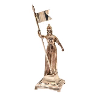 Silver Toothpick Holder with Joan of Arc and Banner For Sale
