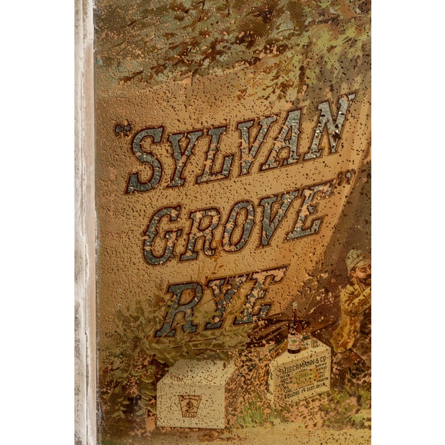 Green Late 19th Century Reverse-Painted Sylvan Grove Rye Framed Advertising Sign For Sale - Image 8 of 13