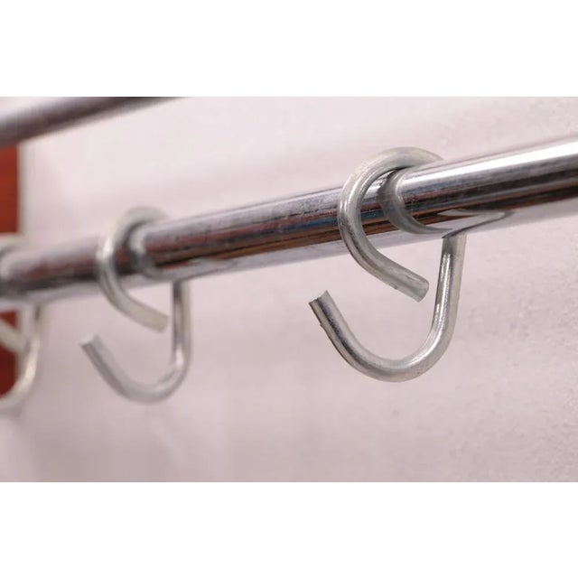 1960s Danish Teak Wall Coat Rack with Chrome Hooks, 1960s For Sale - Image 5 of 11