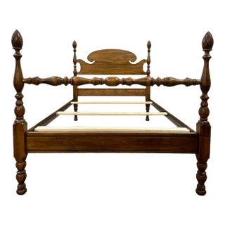 Vintage Twin Size Four Poster Bed With Pinecone Pineapple Finials For Sale