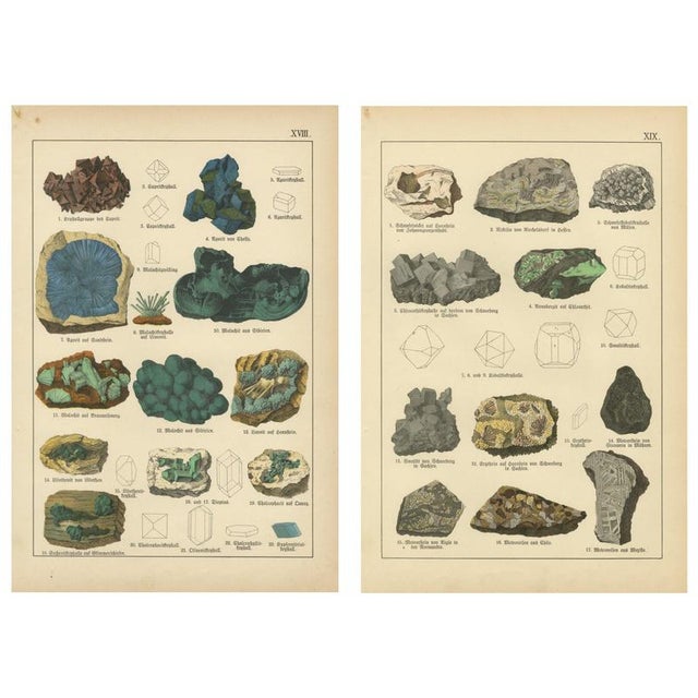 Kenngott, Mineralogy Chromolithographs, Azurite, Malachite, Meteorites, 1888, Paper For Sale - Image 9 of 9