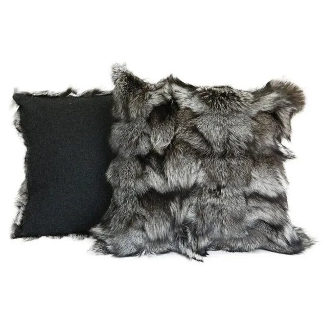 2010s Gray Fox Fur Pillow For Sale - Image 5 of 6