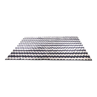Graphic Gray and Cream Zigzag Dhurrie by the Rug Company For Sale