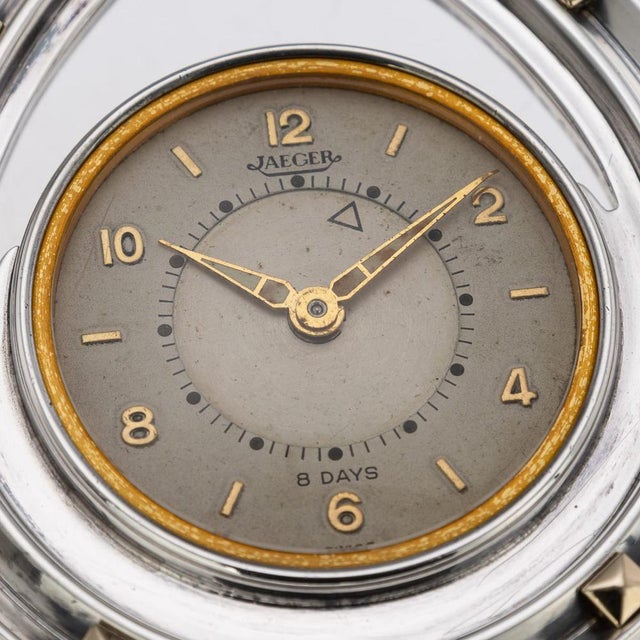 Gold 20th Century English Silver & Gold Alarm Clock by Jaeger for Asprey & Co, 1956 For Sale - Image 8 of 14