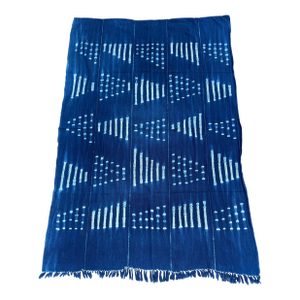 Vintage African Indigo Denim Shibori Mudcloth 60” L X 42” W Textile | No. 116