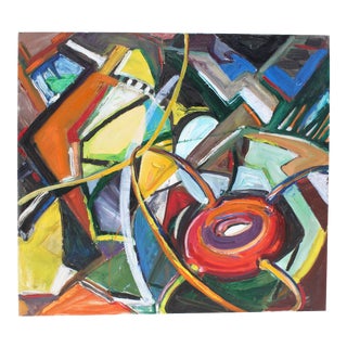 Modern Abstract Expressionist Oil on Canvas in Bold Jewel Colors by Friesen For Sale