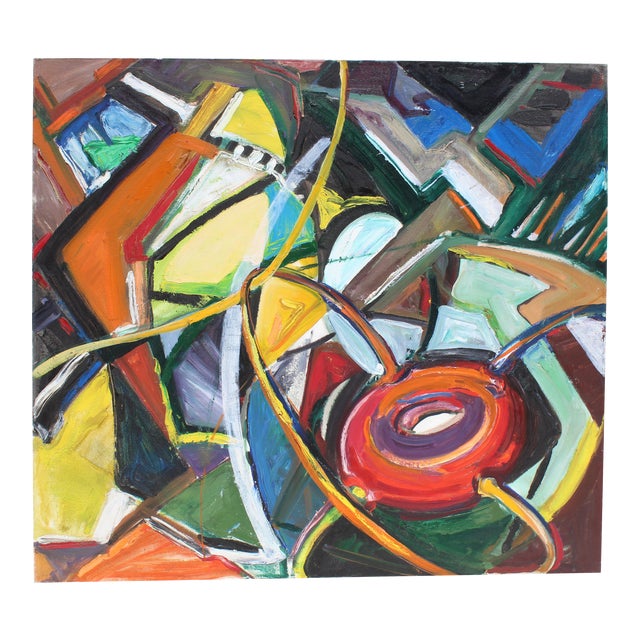 Modern Abstract Expressionist Oil on Canvas in Bold Jewel Colors by Friesen For Sale