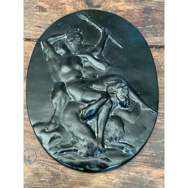 Vintage Green Glass Relief "Nymph With Two Satyrs" For Sale In West Palm - Image 6 of 12