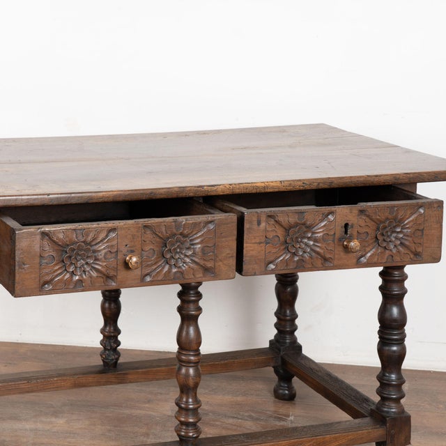 Early 19th Century Carved Chestnut Console Table With Two Drawers For Sale - Image 10 of 18