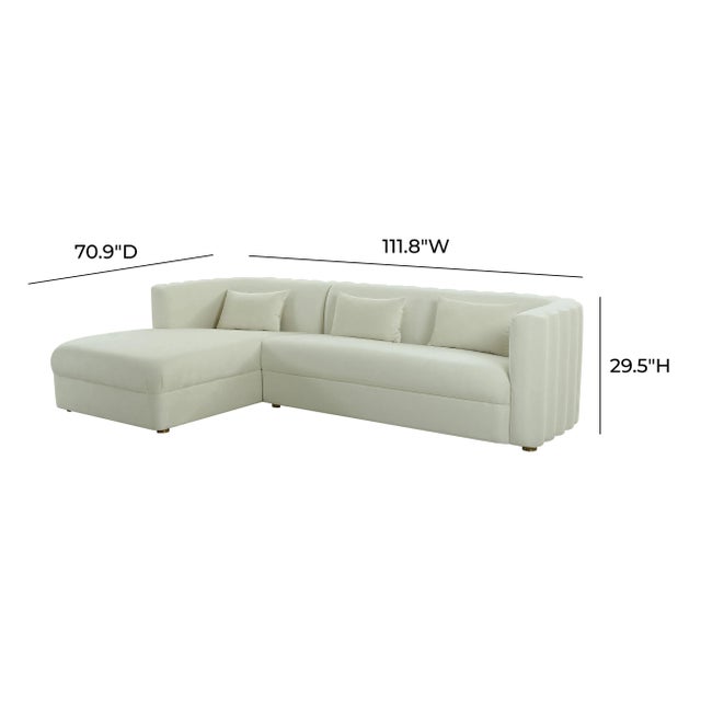 Callie Cream Velvet Sectional, Left Arm Facing For Sale - Image 4 of 6