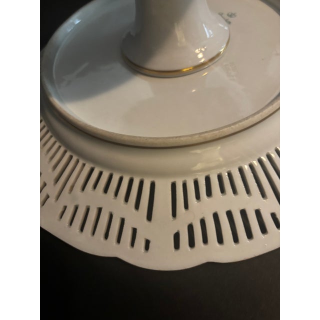 English Antique German Carl Thiem Dresden Reticulated Porcelain Footed Dessert Tazza/Compote For Sale - Image 3 of 8