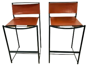 Set of Natural Leather Barstools by G. Belotti for Alias, 1970s, Italy