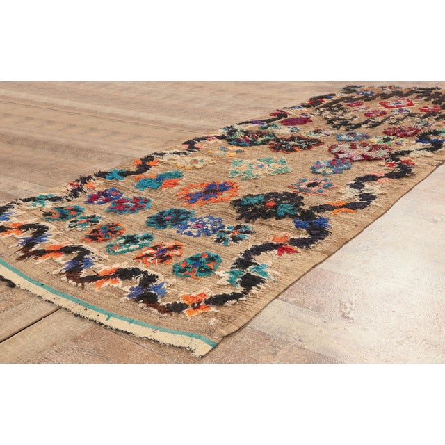 Tan Vintage Boujad Moroccan Rug, 03'05 X 08'05 For Sale - Image 8 of 10