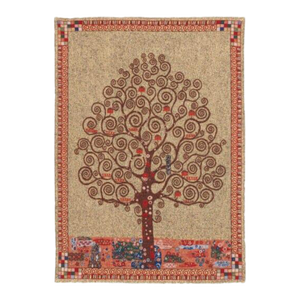 Golden Klimt Tree Loom Woven Tapestry - 112 X 87 Cm (3'8" X 2'10") - Requires Rod Size 2