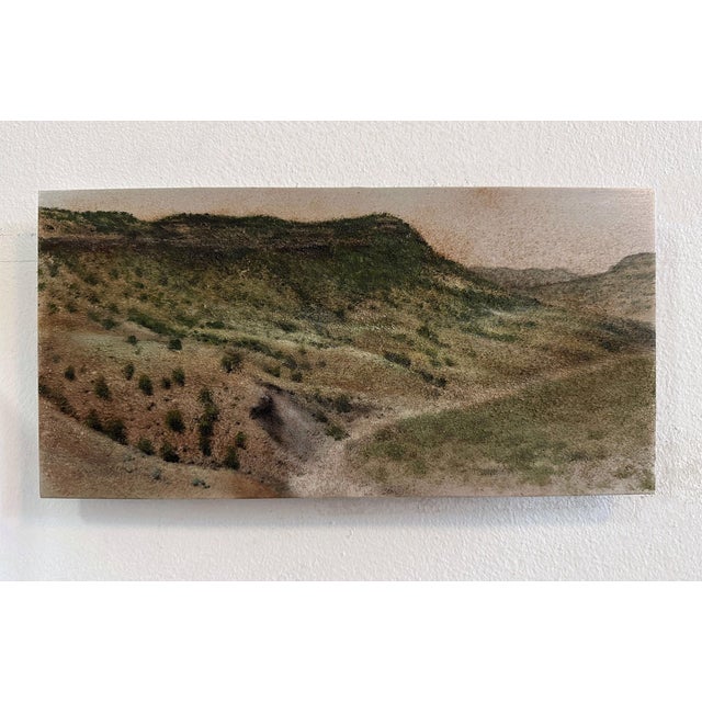 Contemporary View over Dry Creek by Lisa Lebofsky | Dirt and oil on aluminum Landscape of a dry creek and hills. For Sale - Image 3 of 4