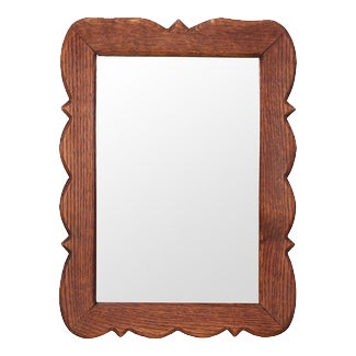 Oak Mirror with Scalloped Edge, 1970s For Sale