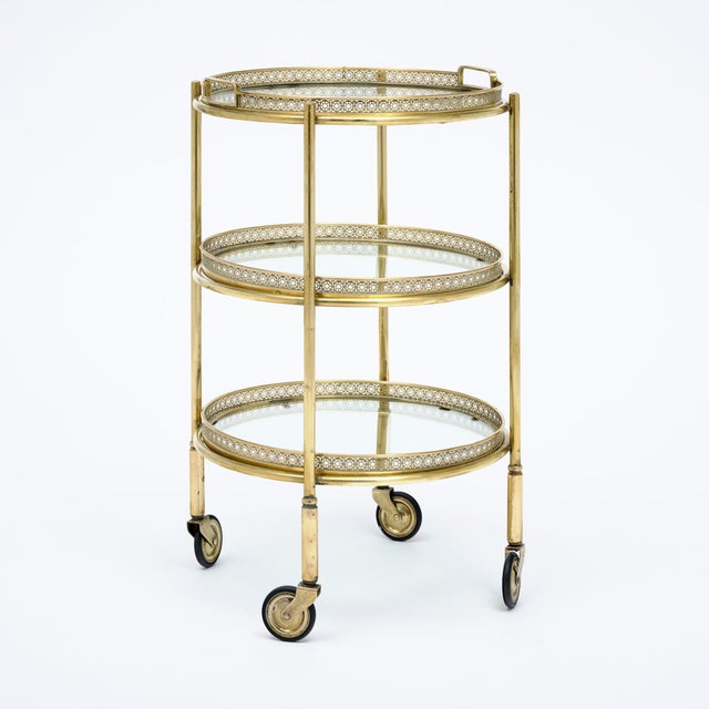 Art Deco Art Deco Period, French Brass Bar Cart, Circa 1940 For Sale - Image 3 of 9