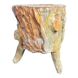 1960s Mid-Century Faux Bois Concrete Planter – Vintage Garden Decor
