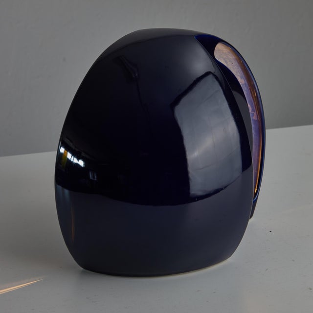 Blue Hemisphere Ceramic Table Lamp from Perdomello 70, 1970s For Sale - Image 14 of 18