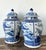 Vintage Boho Monumental Blue and White Lidded Ginger Jars - A Pair For Sale - Image 11 of 12
