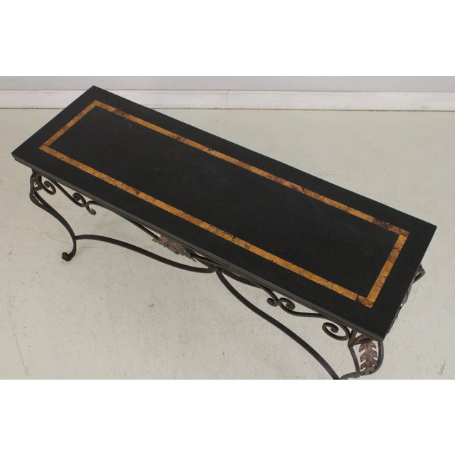 Wrought Iron Base Marble Top Console Table For Sale - Image 4 of 16