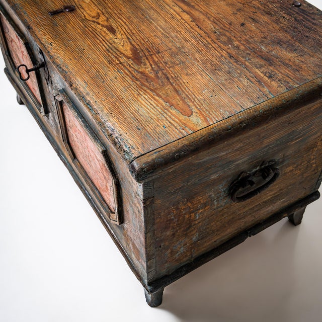 Southern German Painted Folk Chest, 1700s For Sale - Image 6 of 7