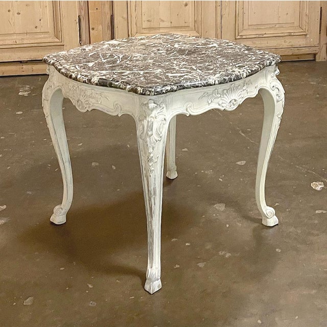 Vanilla 19th Century French Regence Painted Marble Top Table For Sale - Image 8 of 14