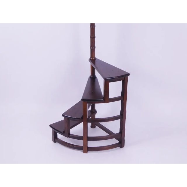 Large Victorian Style Spiral Library Stairs in Wood, 1950s For Sale - Image 9 of 10